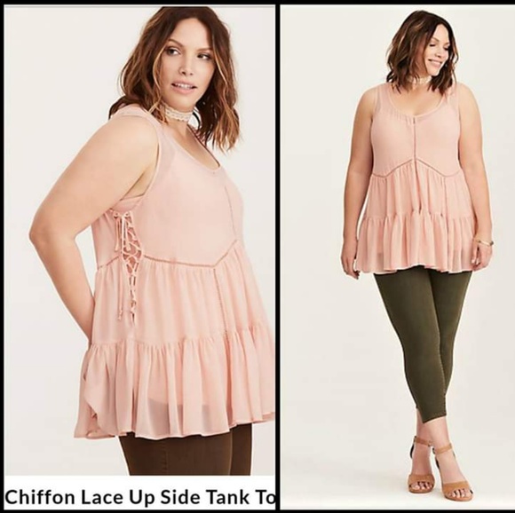 torrid Tops - TORRID Lace Up Side Tank Tunic Blush Pink Size 2